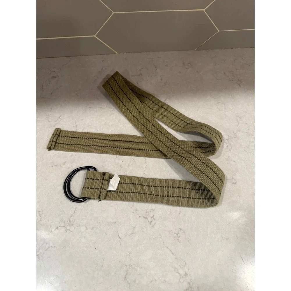 Mens Olive Green Canvas Web D-Ring Belt Military Style Size 36 Adjustable